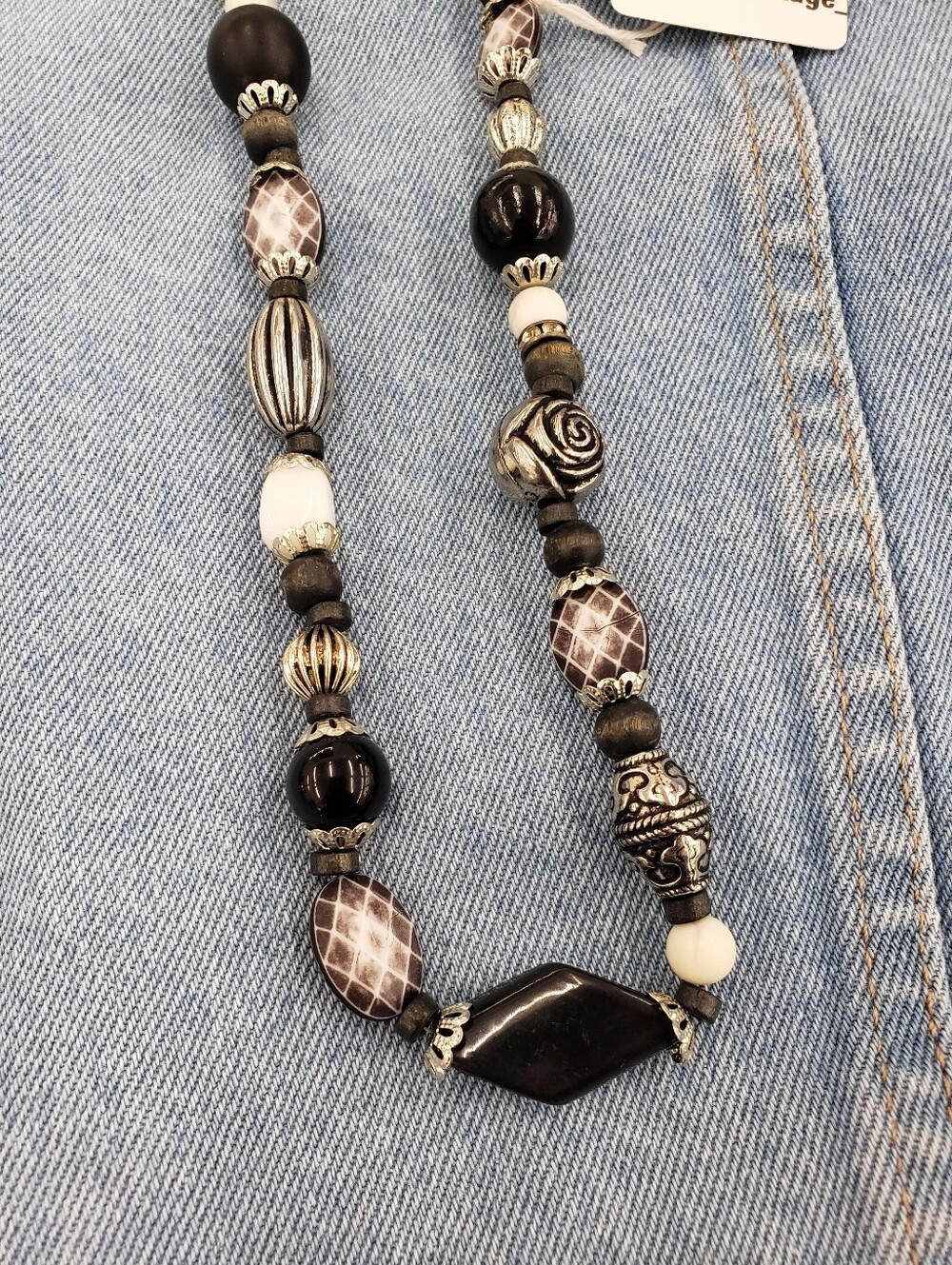 Homemade Handmade Monochrome Beaded Necklace